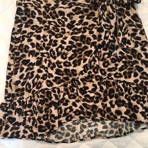 Cheetah faux wrap ruffle mini skirt